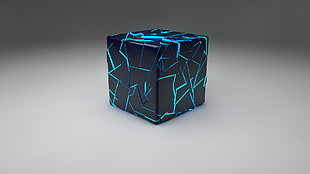 black and blue cube wallpaper, 3D, Cinema 4D, digital art, cube