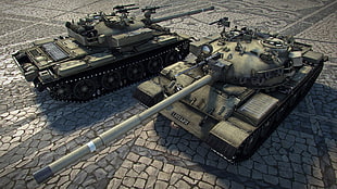 two gray army tanks illustration, World of Tanks, tank, wargaming, video games