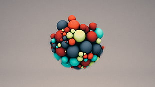red and blue circle cluster illustration, Cinema 4D, simple background, balls, digital art