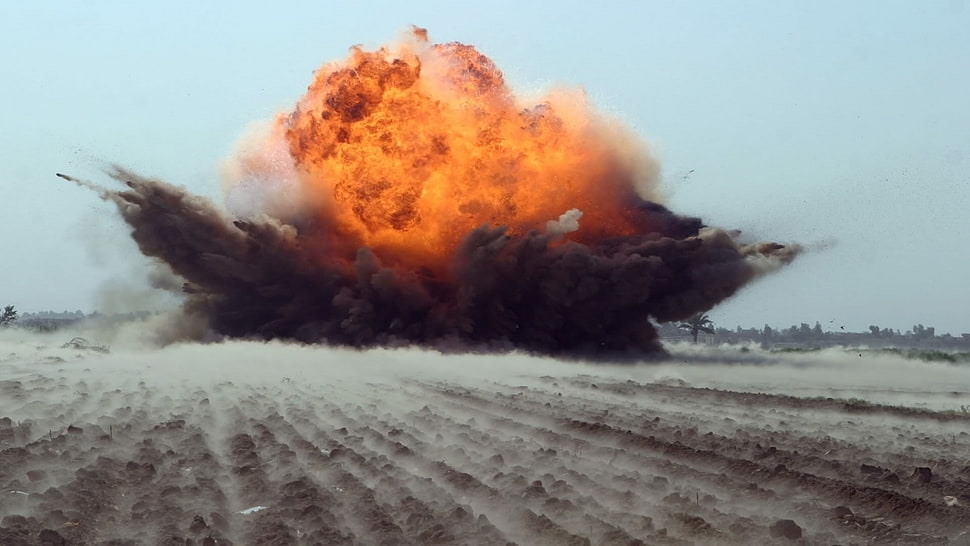 explosion photo, explosion, fire, smoke HD wallpaper
