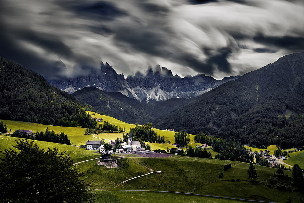 green field, Dolomites (mountains), landscape, mountains HD wallpaper