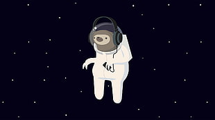 animal wear white and gray astronaut