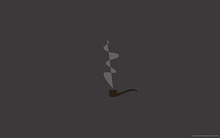 black tobacco pipe illustration, pipes, minimalism, simple background, smoking