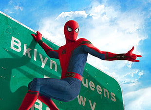 Spider-Man on green signage