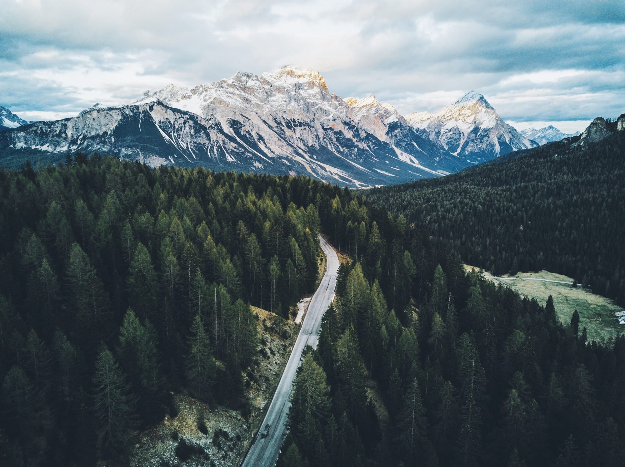 gray asphalt road, mountains, clouds, mist, road