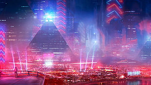 photo of city with red lights