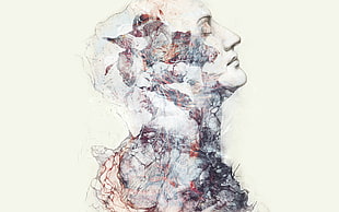 abstract of man painting, album covers, drawn, face, abstract