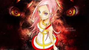 pink haired female character HD wallpaper