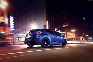 time lapse photo of blue SUV HD wallpaper