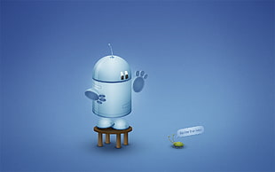 white robot with insect digital wallpaper