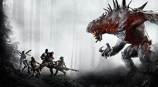 dragon digital art, Evolve, video games HD wallpaper