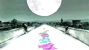 full-moon, The Tale of Princess Kaguya, princess, Kaguya, animated movies HD wallpaper