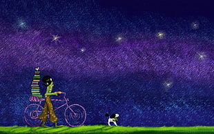 cyclist with puppy illustration