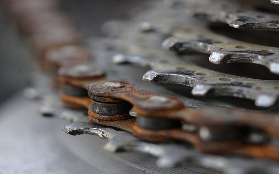 shallow focus of bicycle chain HD wallpaper