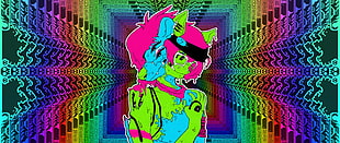 red, green, and blue abstract paintinartwork, Lapfox Trax, Rotten (character), Darius, rave