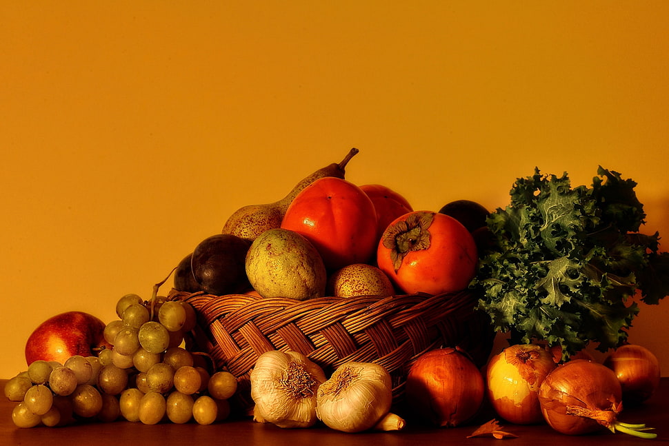 selective focus photography of variety of fruits and vegetables HD wallpaper
