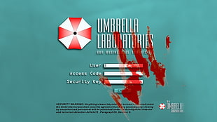 Umbrella Laboratories advertisement, Umbrella Corporation, Resident Evil, video games, blood