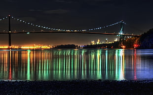 bridge during nighttime HD wallpaper