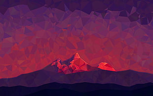 red and black mountain illustration