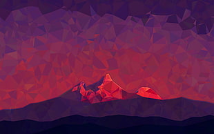 red and black mountain illustration