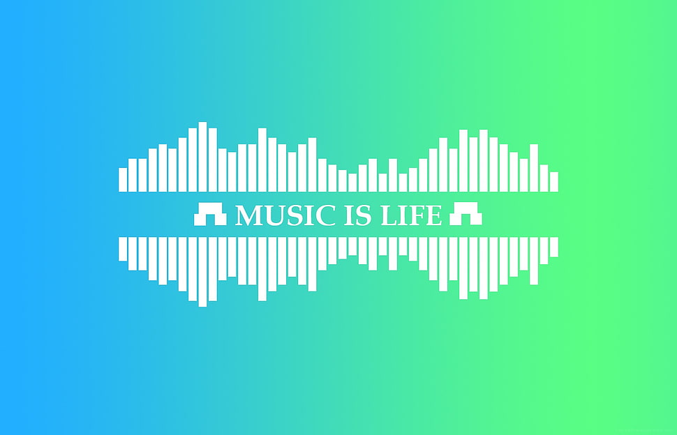 Music is Life logo, music, bars, gradient, simple HD wallpaper