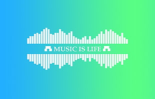 Music is Life logo, music, bars, gradient, simple HD wallpaper