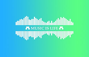 Music is Life logo, music, bars, gradient, simple