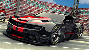 black and red sports car illustration, Chevrolet, Chevrolet Camaro, Chevy Camaro SS-GT502, car HD wallpaper