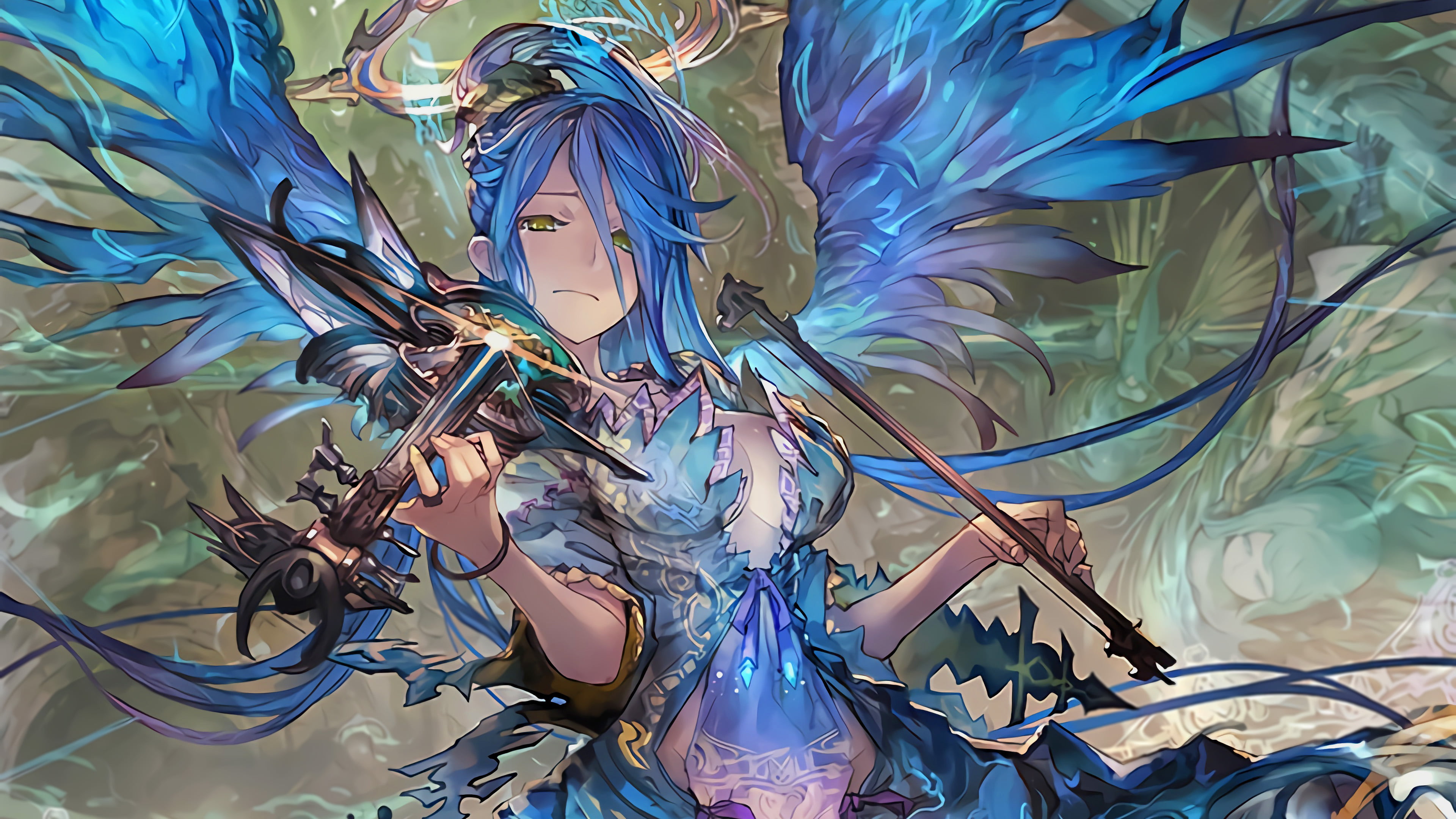 Blue Haired Game Character Shadowverse Israfil Rage Of Bahamut Hd Wallpaper Wallpaper Flare