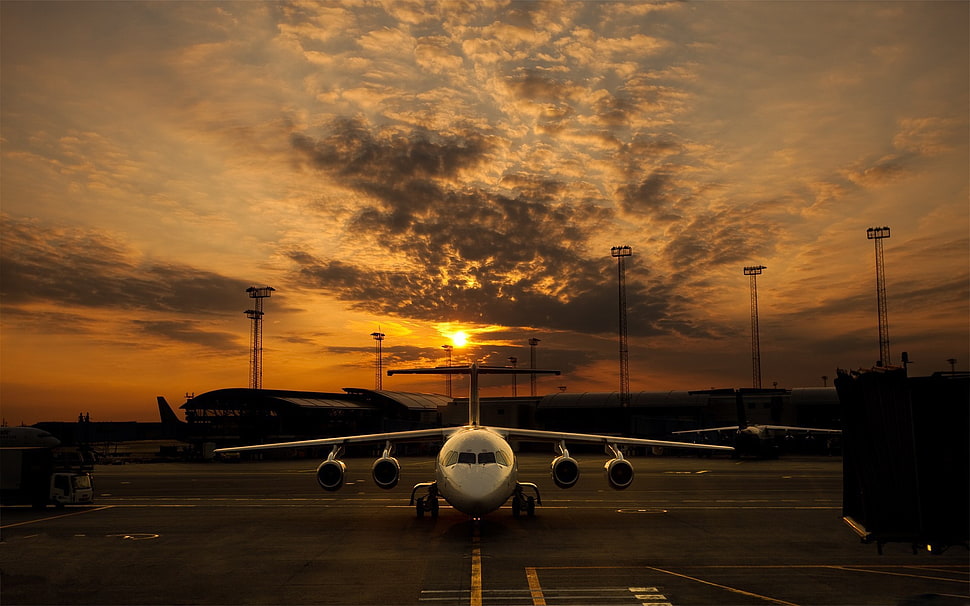 silver airplane, airplane HD wallpaper