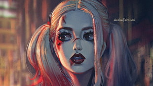 Harley Quinn, Harley Quinn, DC Comics, blonde, red lipstick HD wallpaper