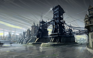 gray bridge wallpaper, video games, artwork, Dishonored