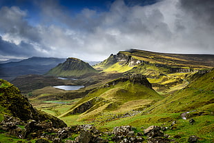 green mountains with lakes, quiraing HD wallpaper