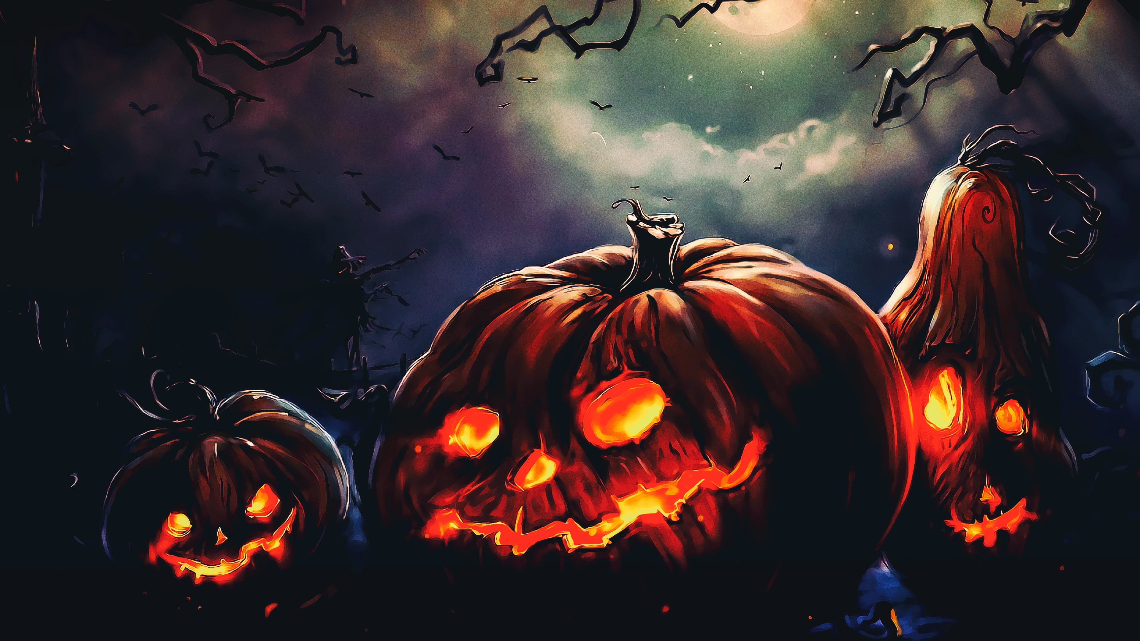 Jack-o'-Lantern wallpaper, Halloween, Terror, night, fantasy art