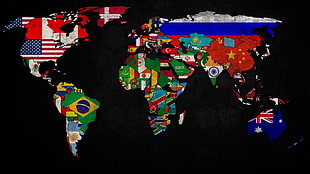 assorted-color world map flag print digital poster, countries, flag, map, world map HD wallpaper