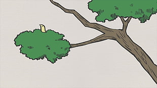 green tree, minimalism, birds, trees