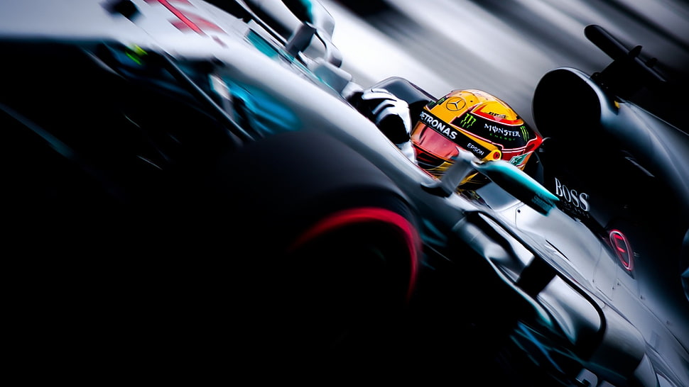 black and red corded gaming mouse, Lewis Hamilton, Formula 1, racing, sport  HD wallpaper