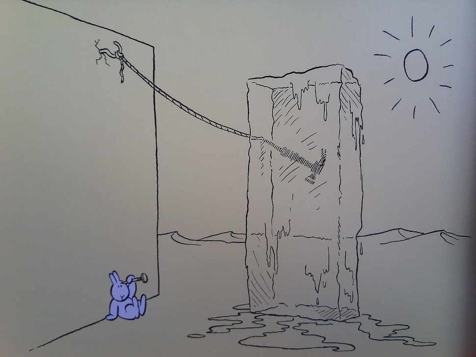 ice cube sketch, ice, melting, humor, rabbits HD wallpaper