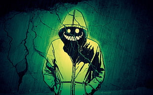 person ingreen hoodie illustration HD wallpaper