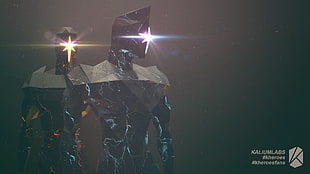 two gray-and-black robots, comics, universe, particle, original characters HD wallpaper