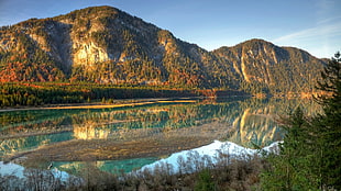 green mountain range, nature, landscape, lake, HDR