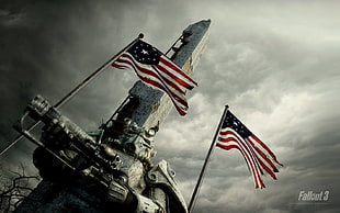 USA flag pole, Fallout, Fallout 3 HD wallpaper