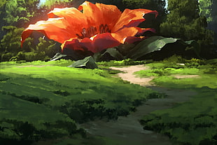 big orange flower painting