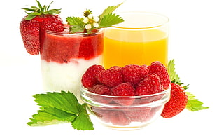 red rapsberries on white glass bowl HD wallpaper