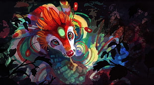 multicolored animal wallpaper, artwork, fantasy art