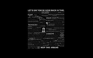 black background with text overlay, humor, time travel HD wallpaper