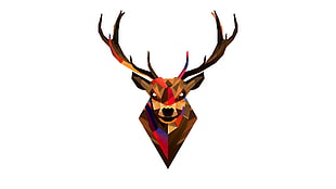 brown deer head logo, low poly, deer, artwork, Justin Maller