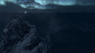 The Elder Scrolls V: Skyrim, aurorae, mountains, snow