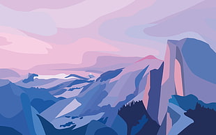 mountain artwork, mountains, minimalism