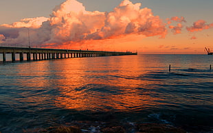 Bridge with sunset background HD wallpaper
